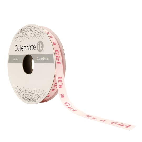 3/8" x 7yd. Satin It's a Girl Ribbon by Celebrate It®